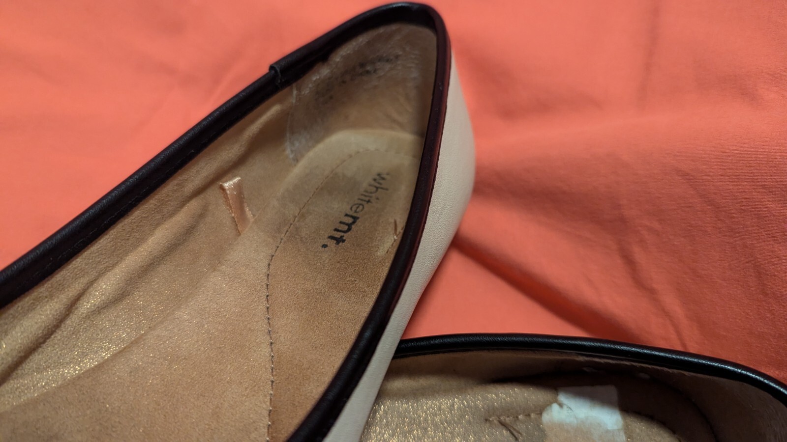 White Mt. Women’s Slip On Beige/Black Faux Leather Cap Toe Shoes US Size 7.5M