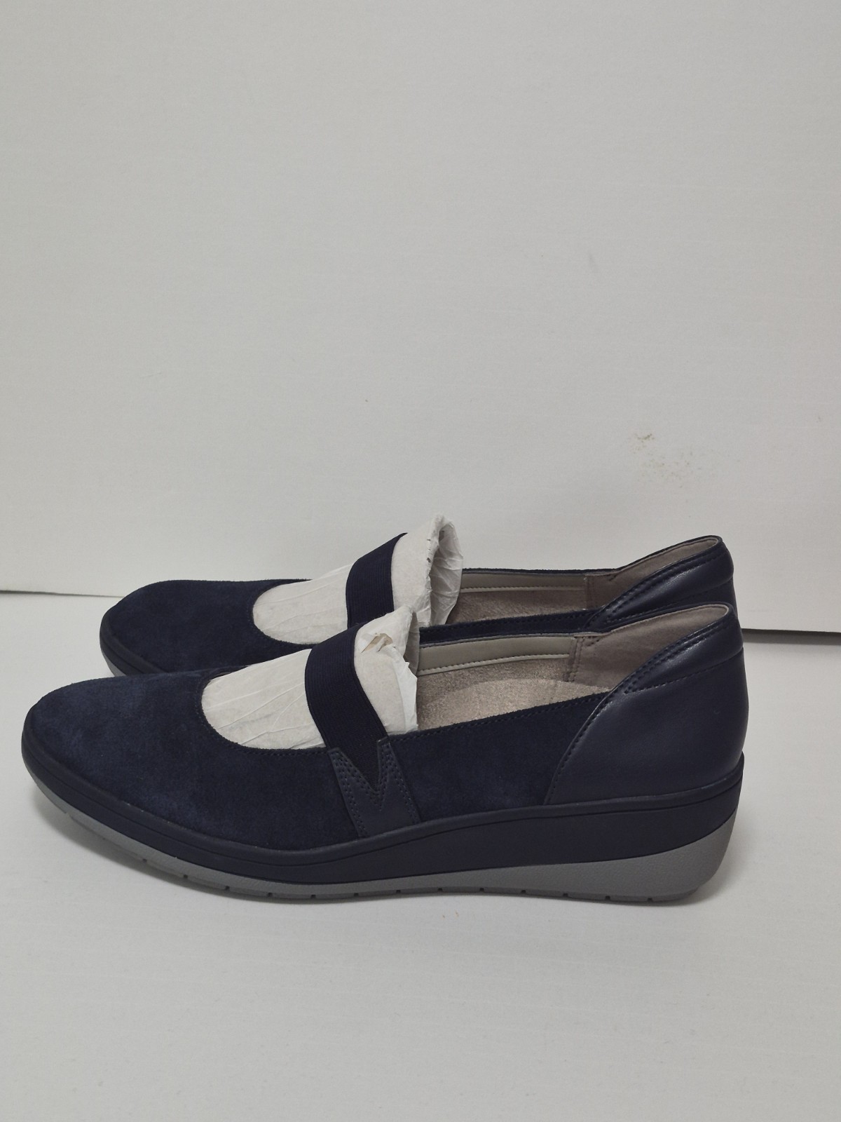 Vionic Juide Womens 10 Medium Blue Suede Orthotic Mary Jane Wedge Casual Shoe