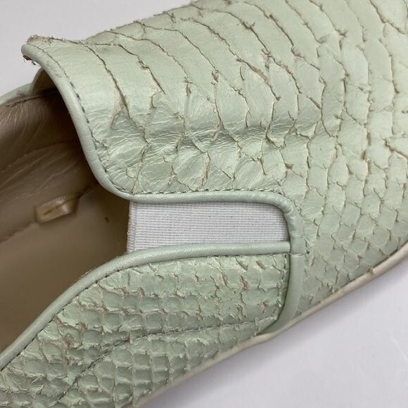 Zara Woman Textured Slip-On Sneakers In Pastel Green Size 40