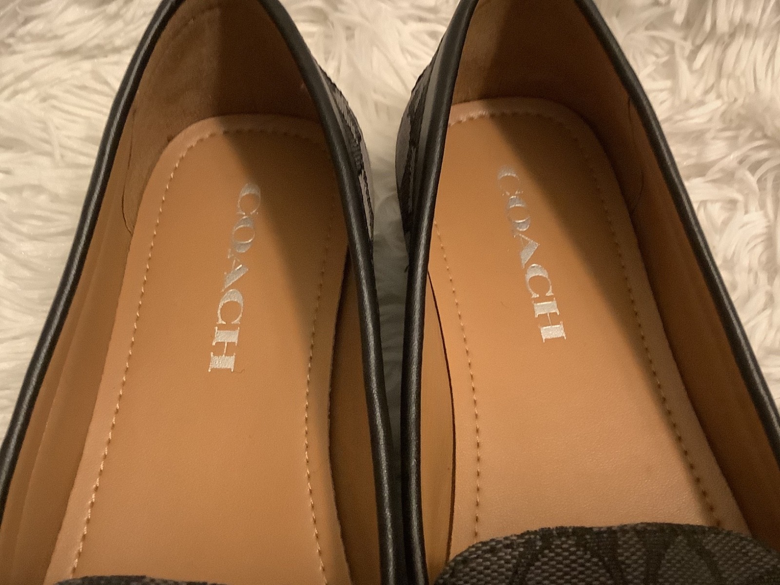 NEW COACH OUTLINE SIGNATURE C JACQUARD Driver Loafers BLACK SMOKE SIZE 36