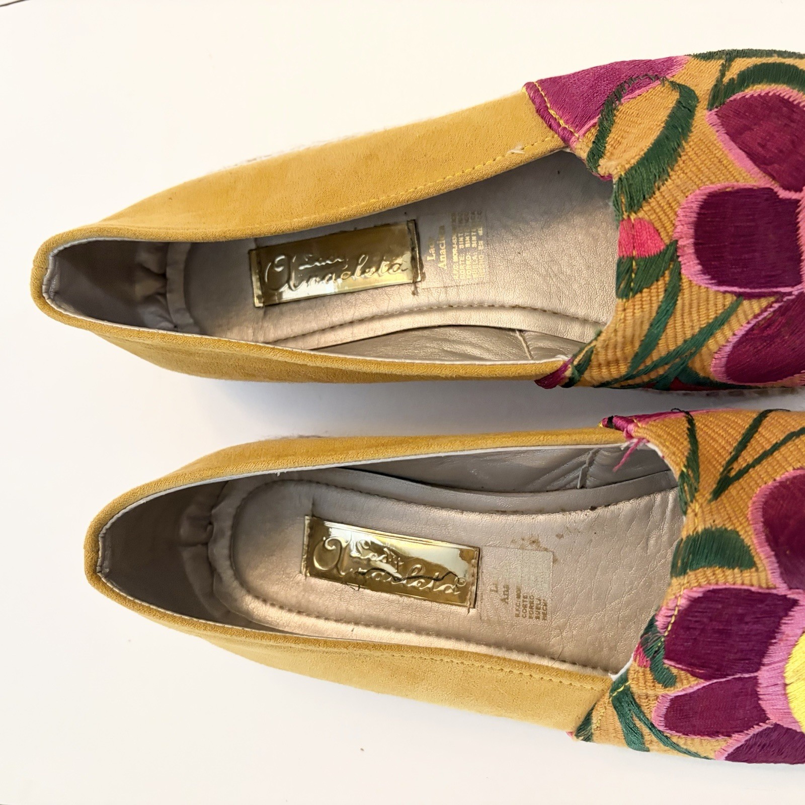 Lady Anacleta Artsy Floral Embroidered Slip On Espadrille Flats Mexico Handmade