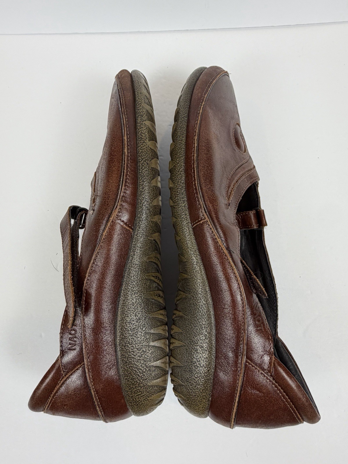 Naot Brown Leather Mary Jane Comfort Shoes Womens 42 US 11 Hook Loop