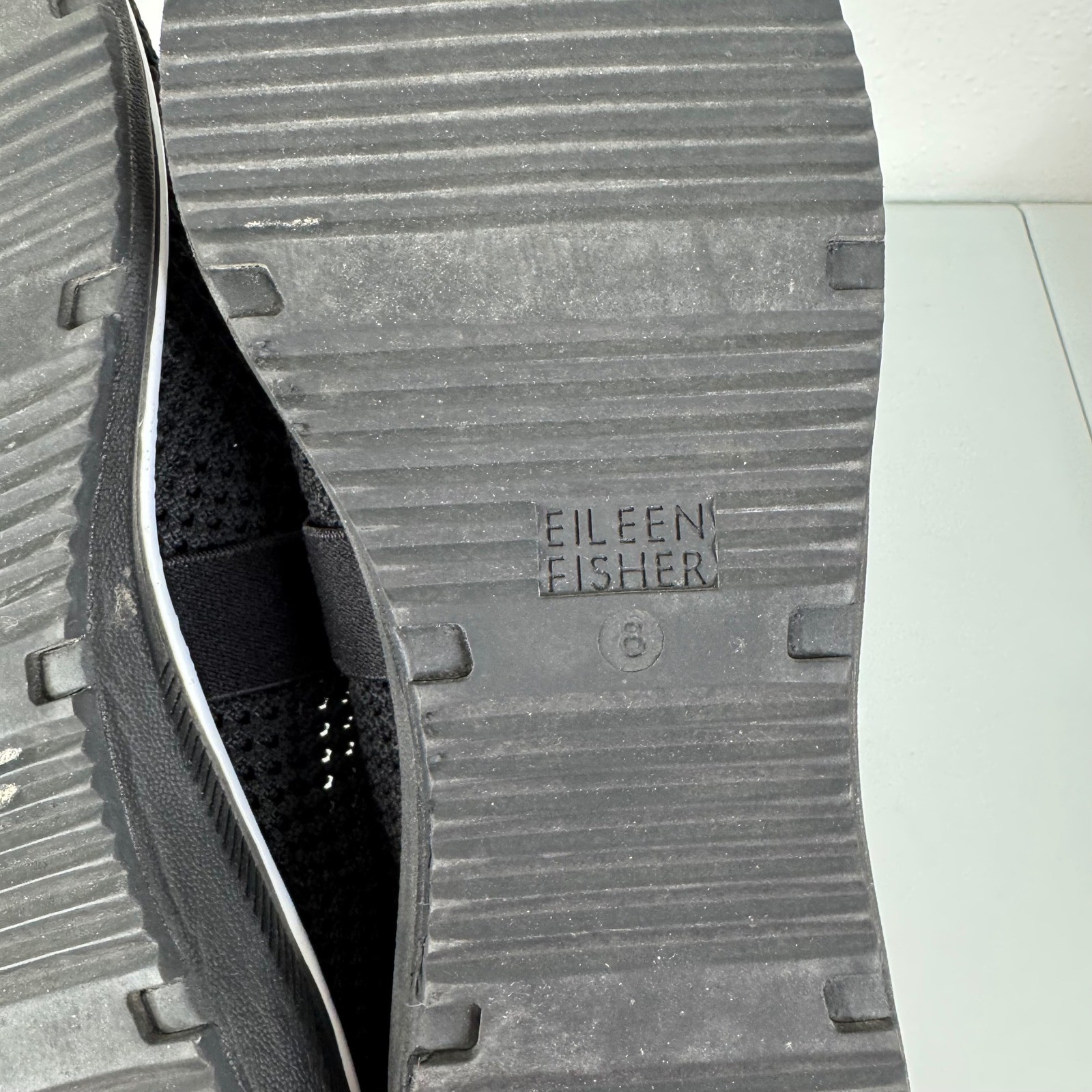 Eileen Fisher Zing Sustainable Stretch Knit Sneakers in Black Size 8