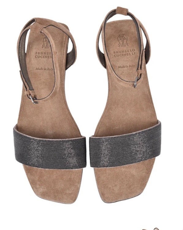 BRUNELLO CUCINELLI WOMEN’S 100% LEATHER MONILI BEAD SANDAL SHOE NWT MSRP $1430