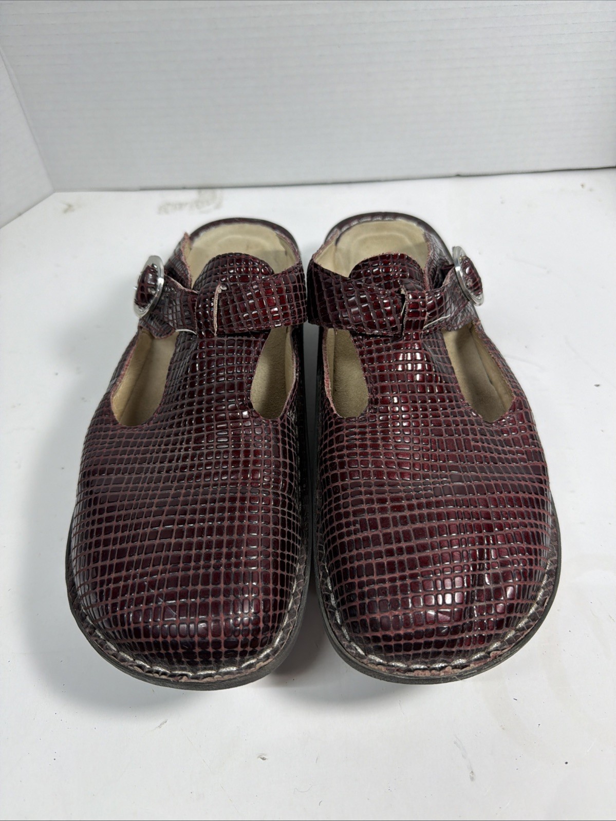 ALEGRIA ALG-232 SIZE 42 /US 11.5 WOMENS LEATHER SNAKE PRINT MARY JANE CLOG