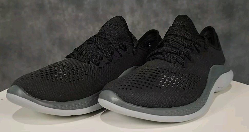 Crocs Literide 360 Pacer Women’s 8 Black Gray Lace Up Shoes Sneakers 206705