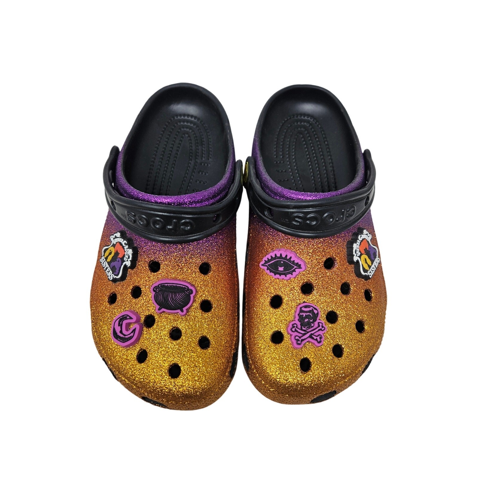 NEW Crocs 7 Hocus Pocus Glitter Clog Jibbetz Halloween Witch Casual Comfort