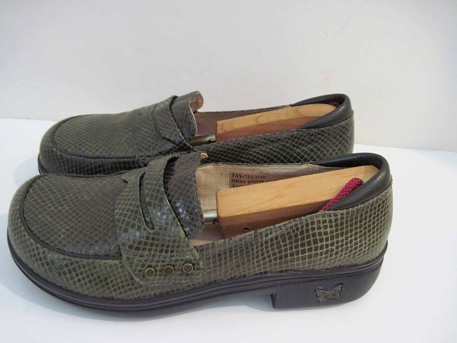 Alegria By PG Lite TAY -723 Green Glossy Snake Leather Shoes Size 36, US 6-6.5