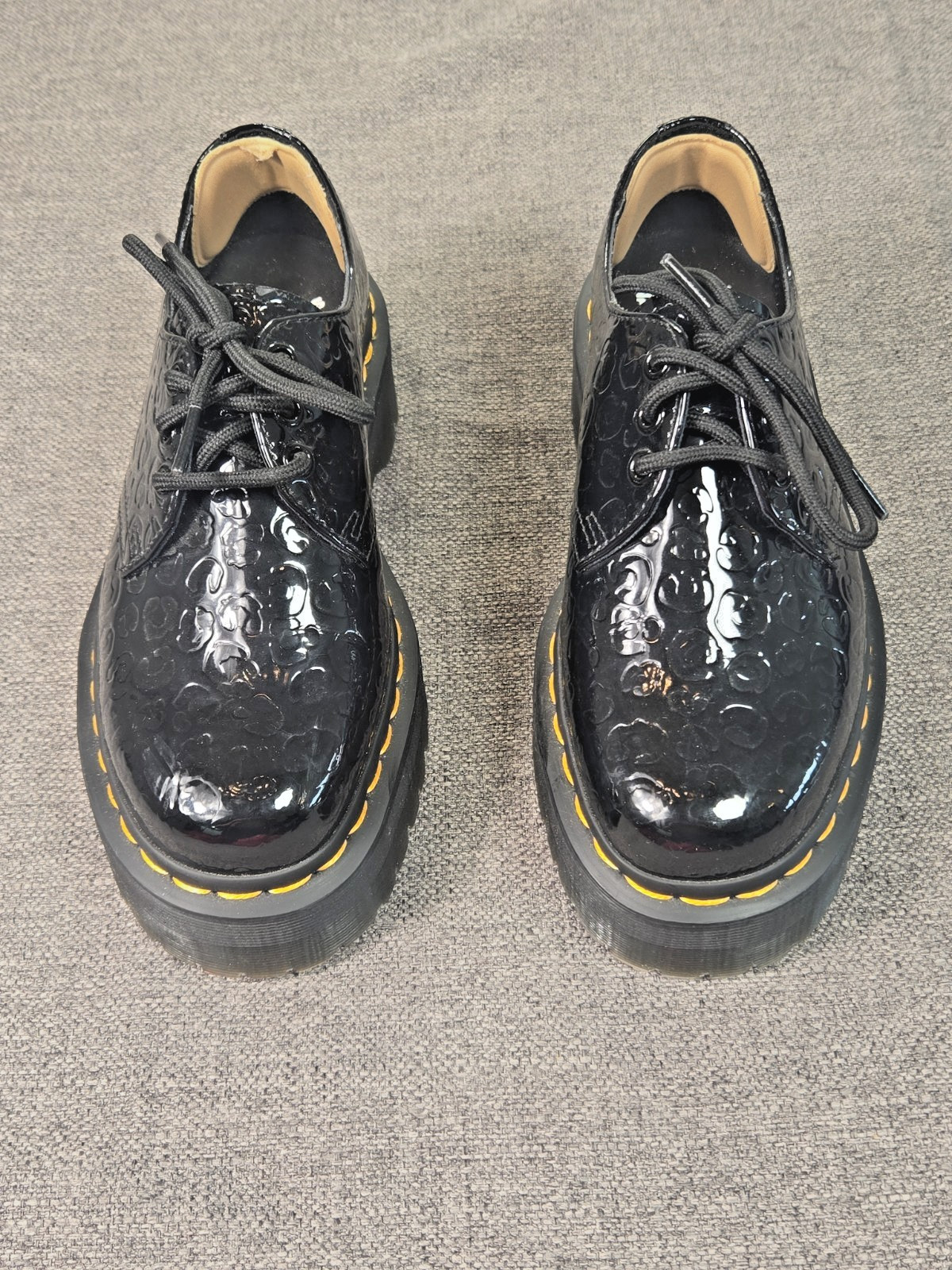 DR Martens Women’s Sz 6 Leopard Emboss Patent Leather 1461 27136 PLATFORM Shoes
