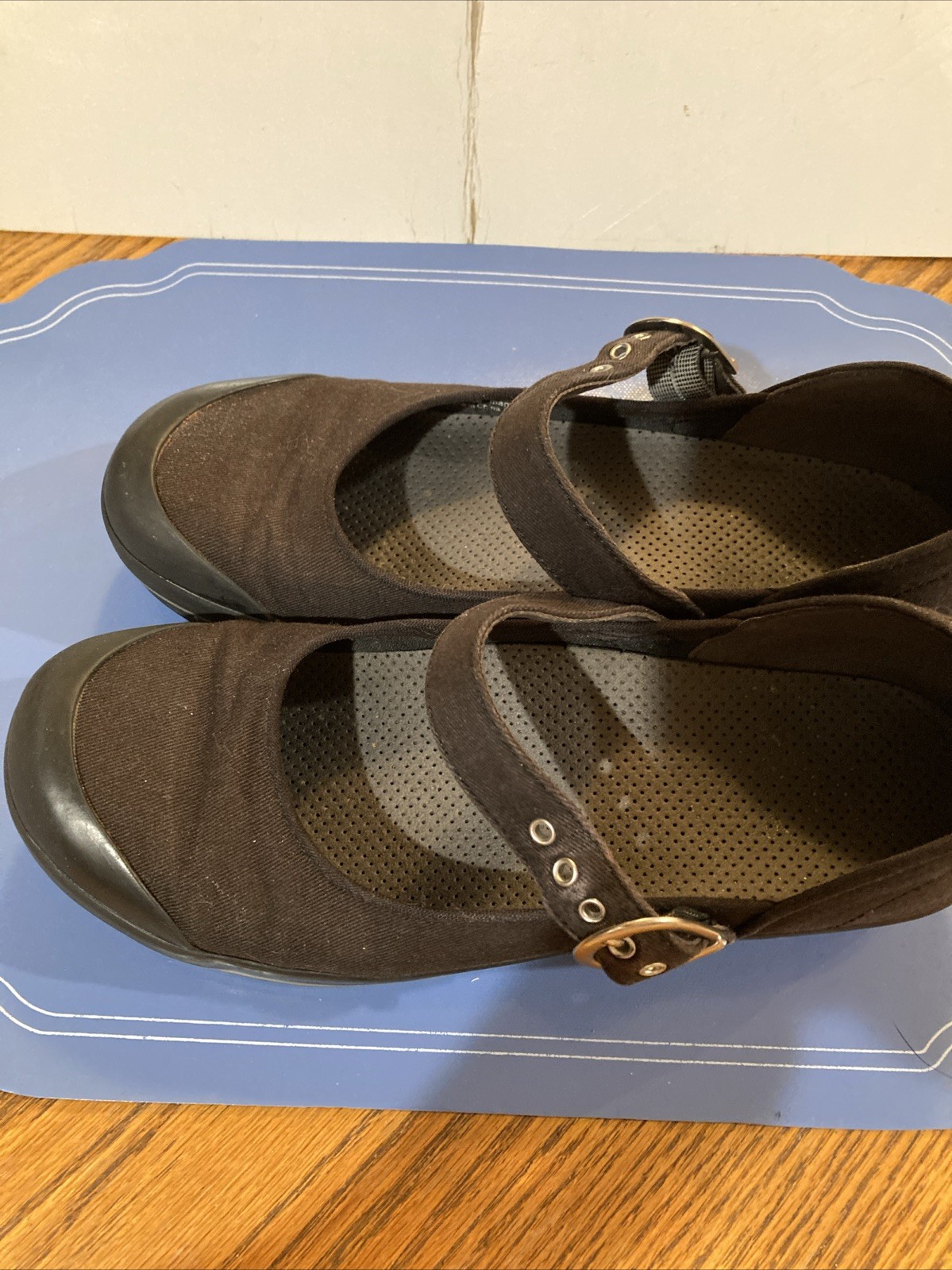 Dansko Mary Jane Valerie Womens Black &Brown Canvas Buckle Shoes Size EU 38