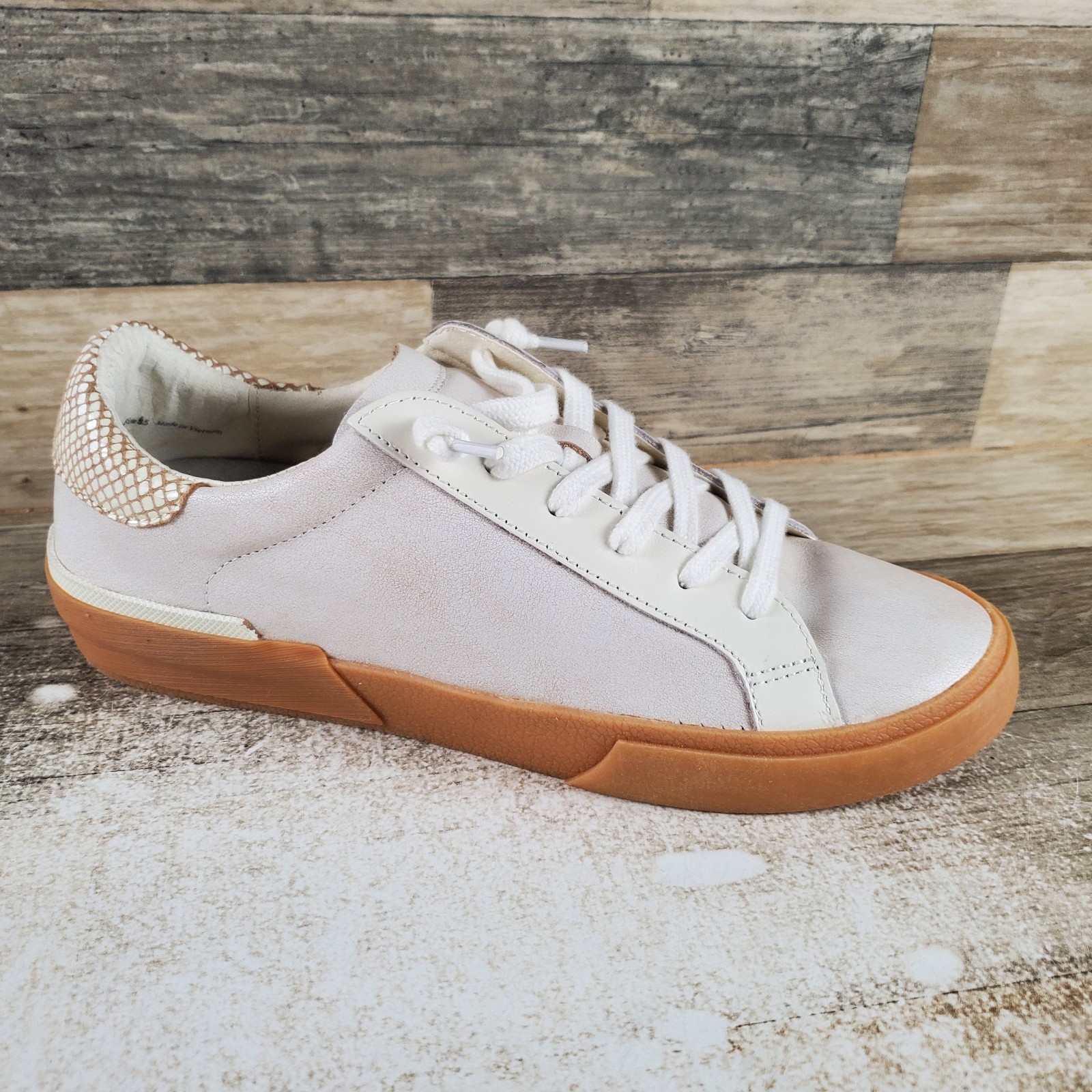 Dolce Vita Womens Shoes Sz 9.5 Ivory Multi Nylon Round Toe Lace Up Sneakers