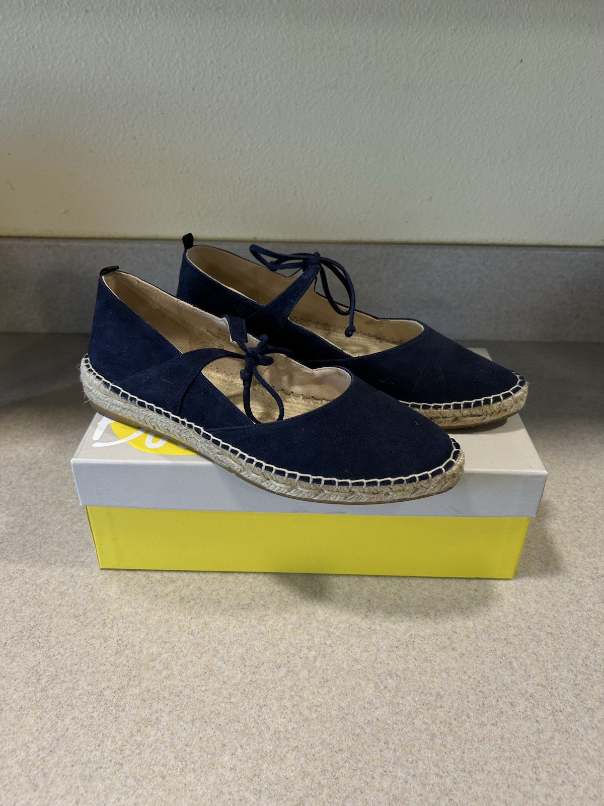 Boden Claire Espadrilles Blue Suede EU Size 38 US Size 7 NIB Coastal Beachy