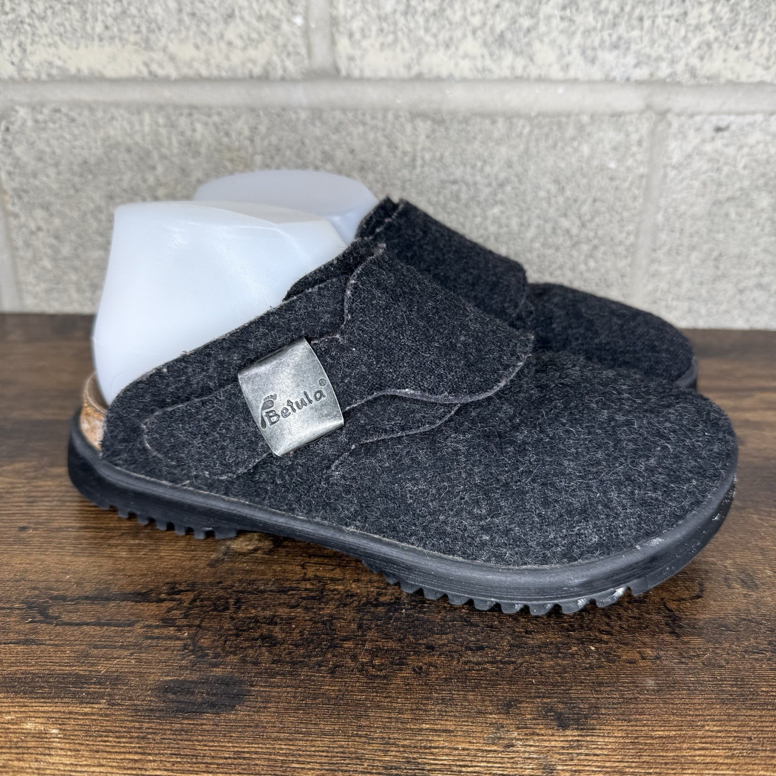 Birkenstock Betula Boston Shoes Womens Size 6 (37) Wool Felt Slip On Black Grey