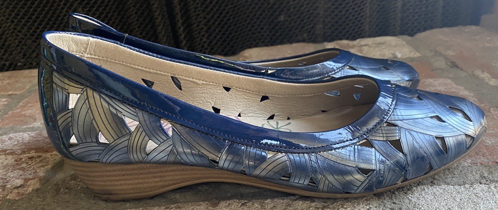 Pitillos Womens Ombré Swirl Blue Leather Casual Slip On Shoes Round Toe Size 8.5