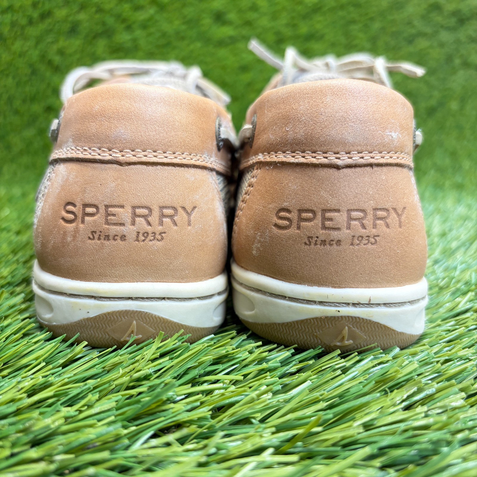 Sperry Koifish Womens Size 6.5 Brown Beige Outdoor Leather Slip On Boat Shoes