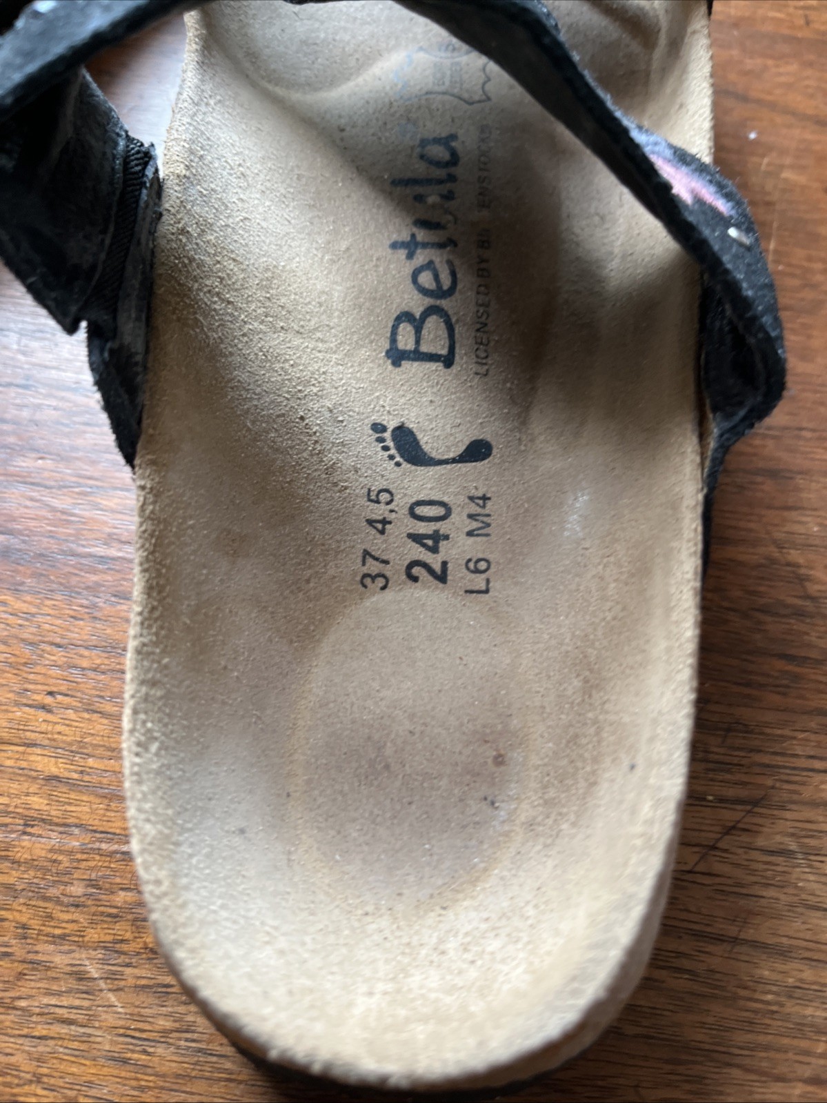 Birkenstock Betula Zara Embroidered Sandals Black Crystal Suede Women Size 7(37)
