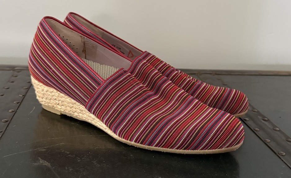 SAS Becky Red Stripe Wedge Jute Wrapped Espadrille 11 made in ITALY