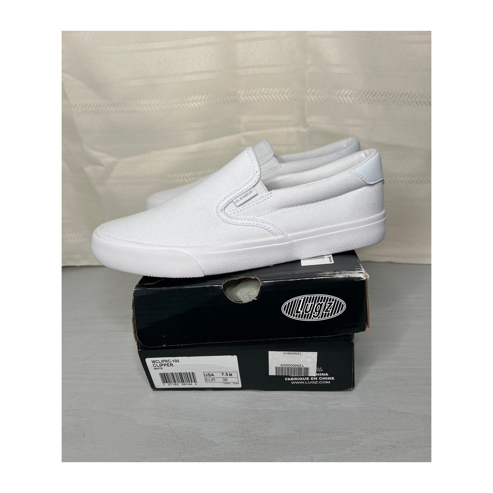 Lugz Clipper Womens Slip-On Canvas Sneakers White Size 7.5M