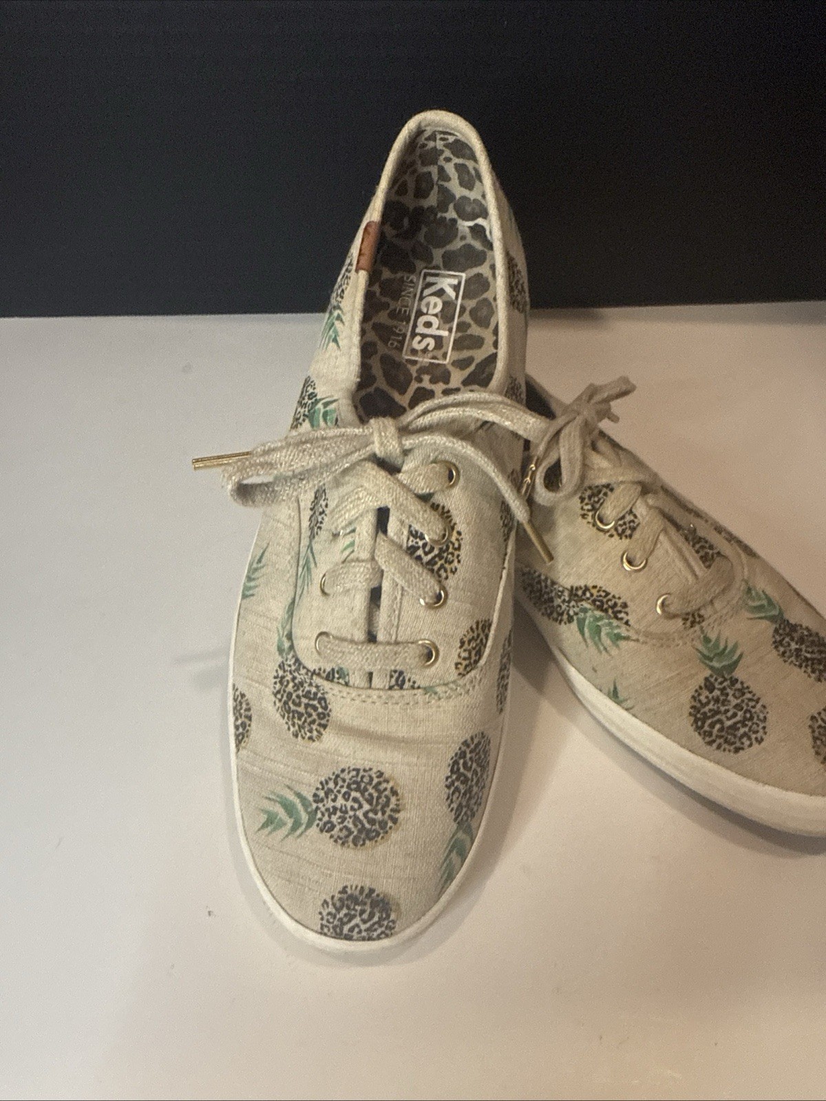 Keds Champion Lace Up Sneaker Fruity Pineapple Beige Sz 7 Canvas