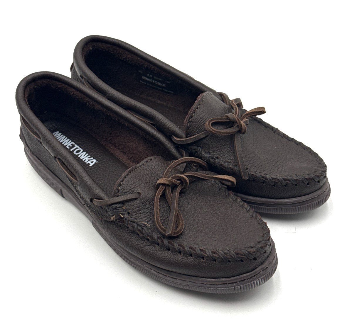 Minnetonka Brown Espresso Hardsole Moccasins 492 Size 8.5 – EUC