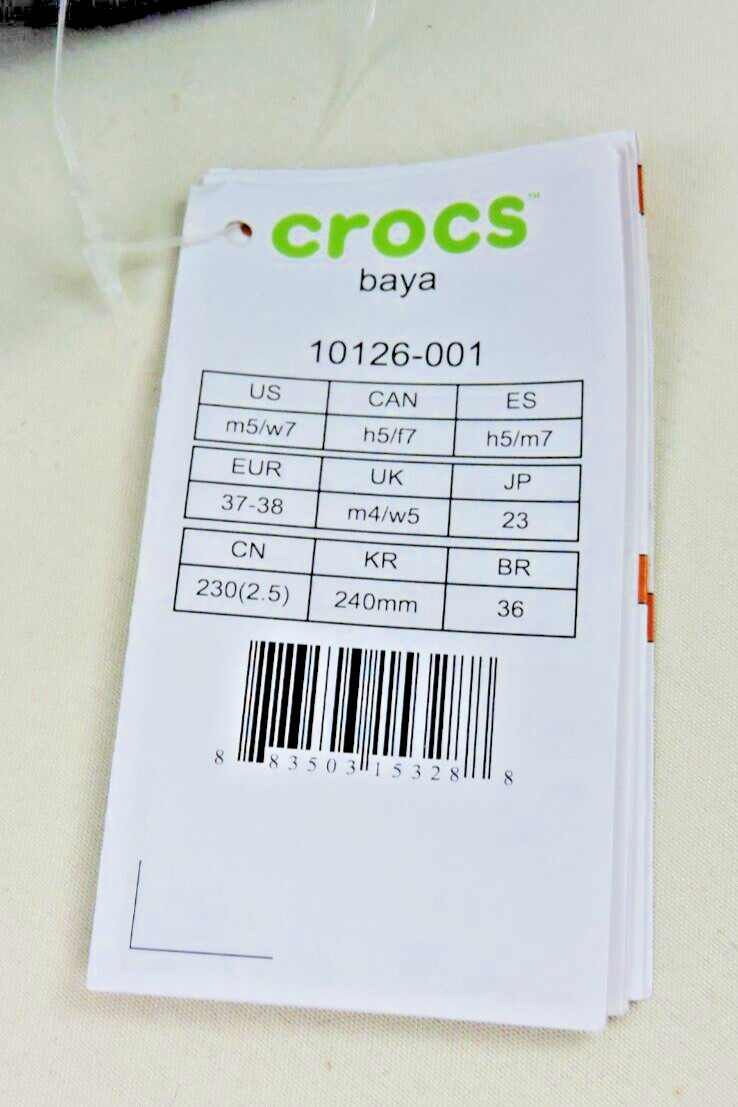Crocs Unisex Black Baya Clogs Shoes Men’s 5 US / Women’s 7 US