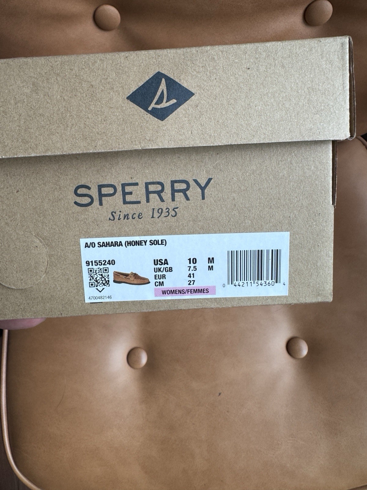 Sperry Top-Sider A/O Sahara Brown Leather Boat Shoes Womens US 10 M
