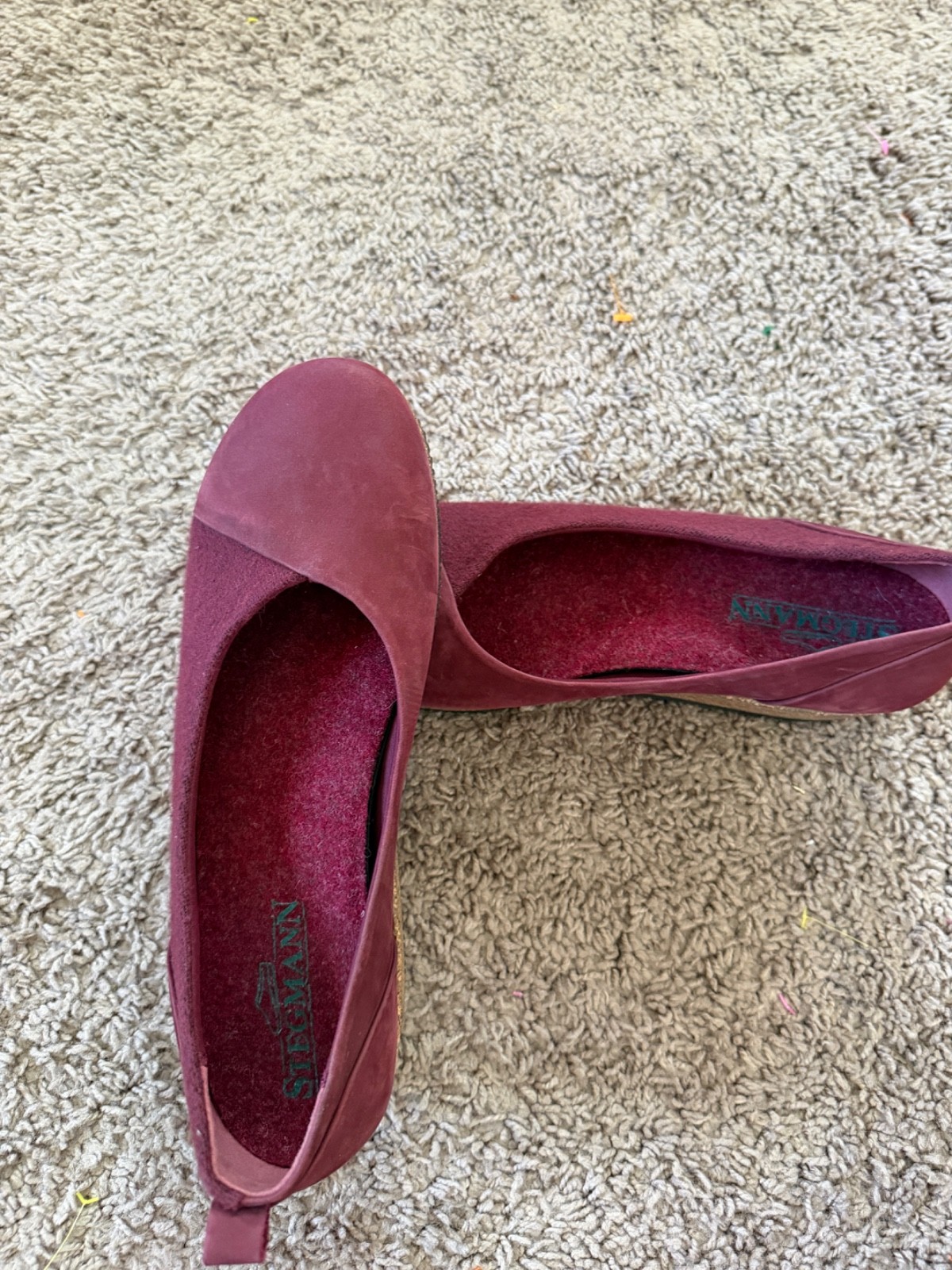 Stegmann Liesl Skimmer Shoes Womens 10.5 Red Leather Cork Heel Slip On Comfort