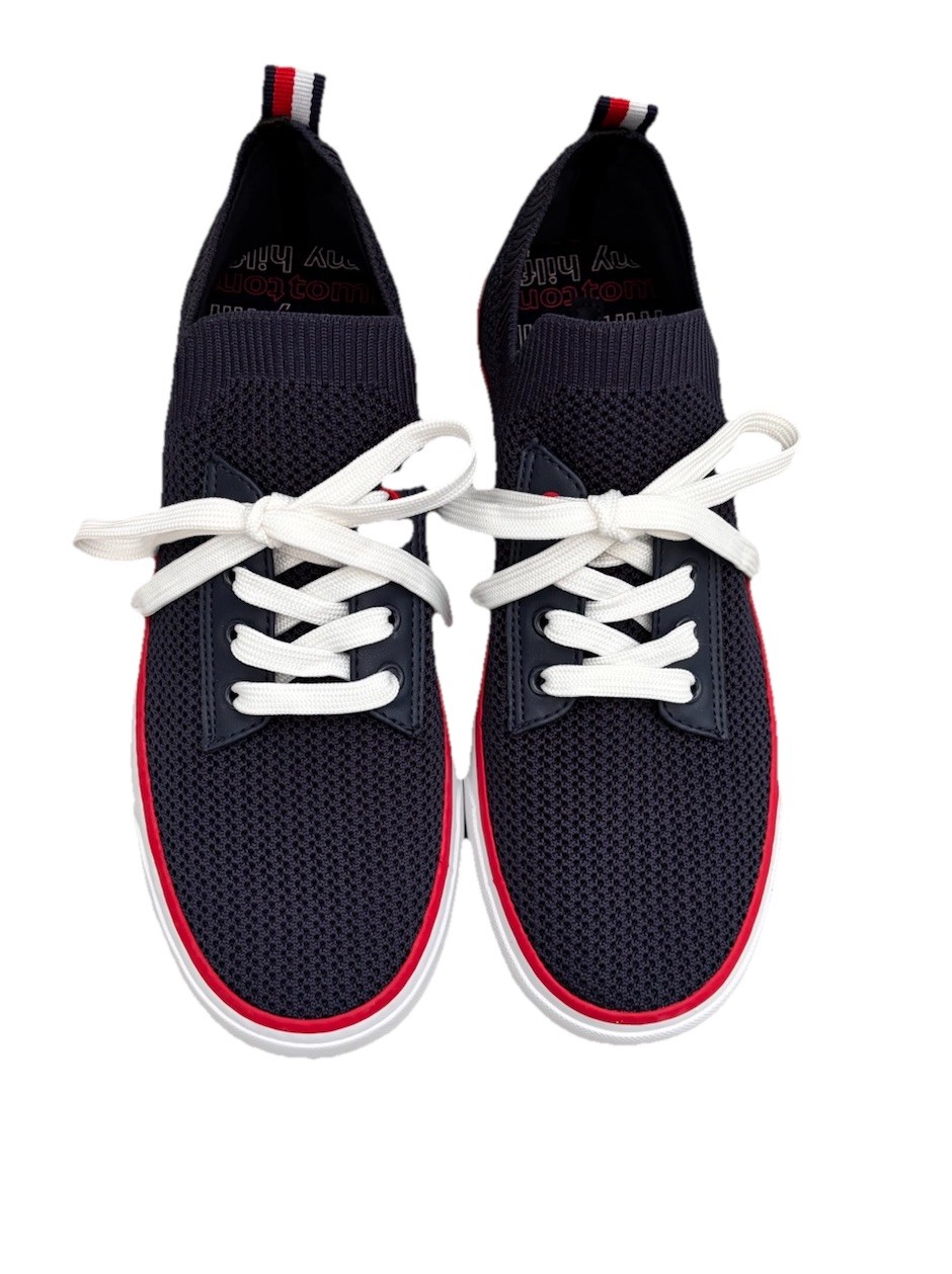 Tommy Hilfiger Navy Gessie Stretch Knit Sneaker size 8 M EUC