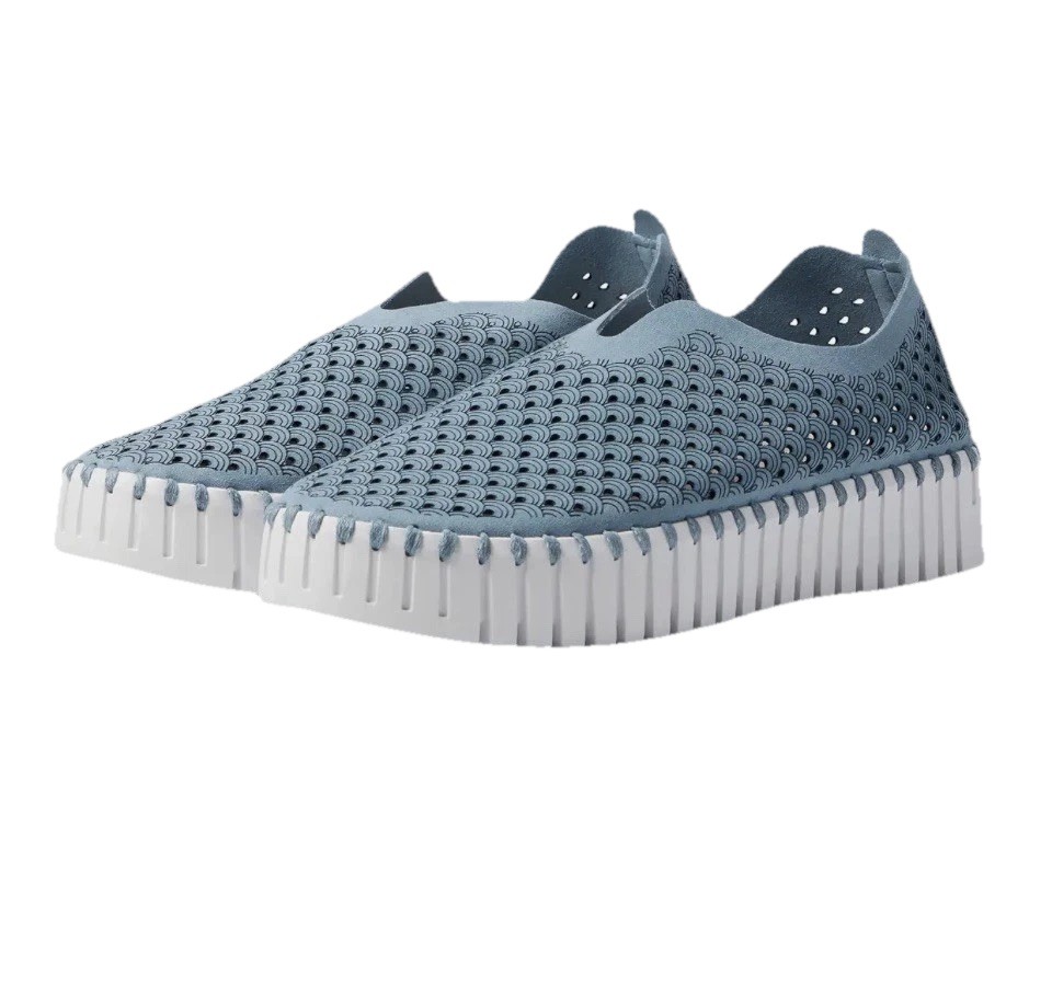 Ilse Jacobsen Womens Hornbaek Tulip Blue Cloud 3373 Perforated Slip On Shoes 8.5
