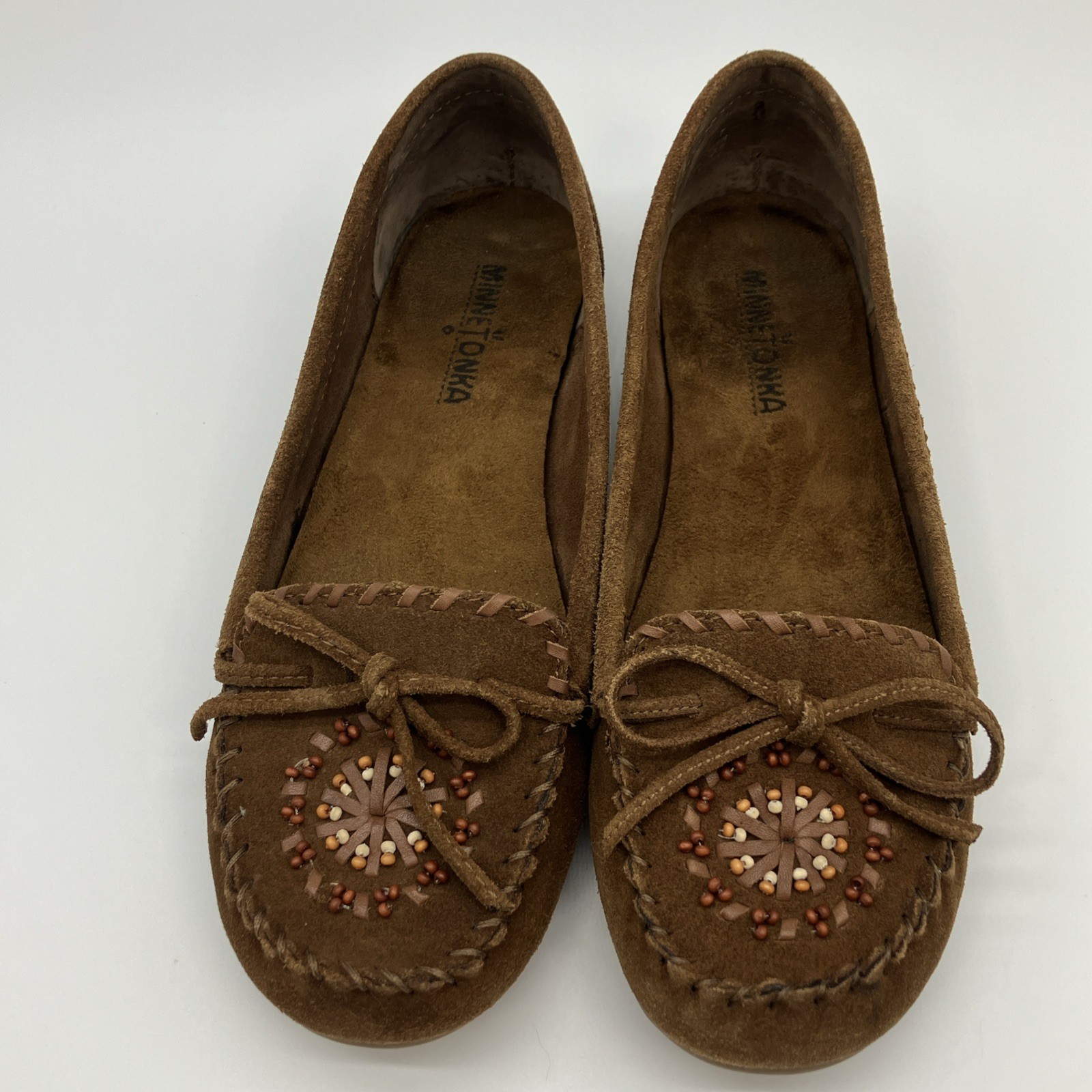 Minnetonka Moccasins Womens Flats Brown Suede 7 Shoes Boho Hippie Western