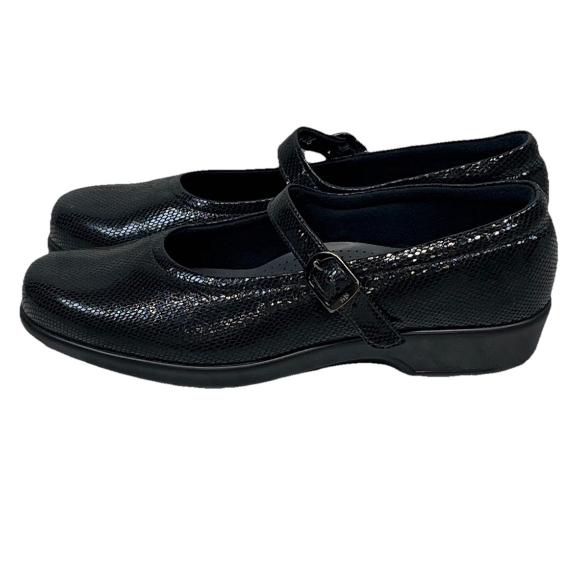 SAS Maria Mary Jane Shoes Womens 6.5M Black Snake Print