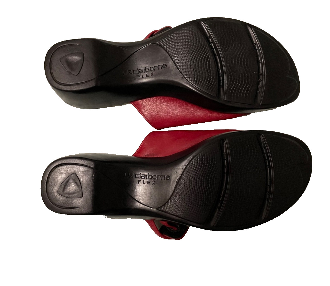 Liz Claiborne FLEX COMFORT RED LEATHER SLIDE/MULE SANDAL – Women’s Sz 8 – EUC!