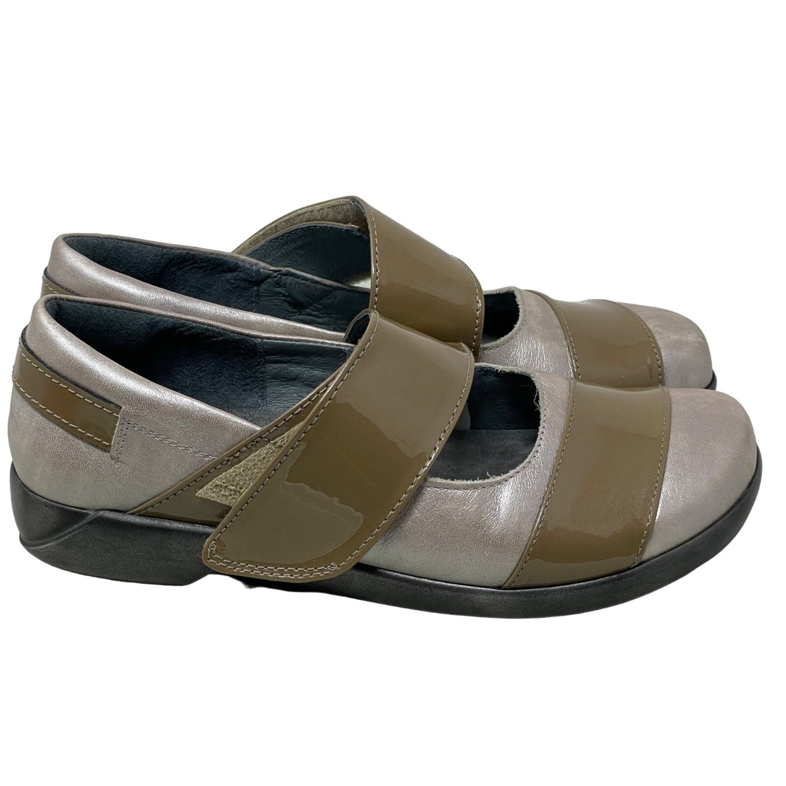 Naot Mary Jane Shoes Comfort Round Toe Strap Leather Bronze Tan Twee Size 36
