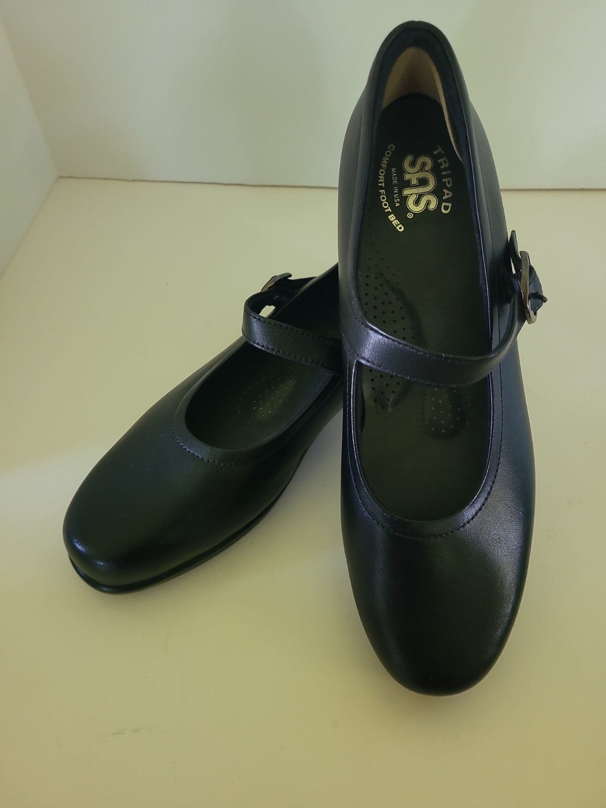 SAS Maria Mary Jane Leather Sz 7.5N Black Comfort Retro Tripad USA New