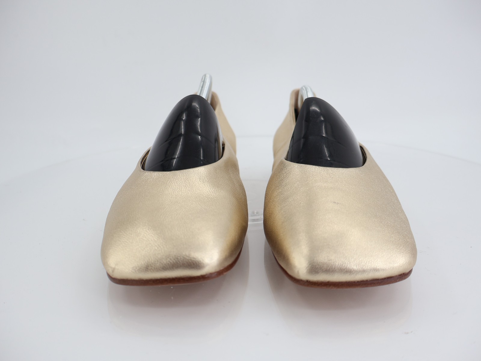 Vince Leah Ballet Flats Size 13 Gold Metallic Leather Square Toe Slip On Comfy