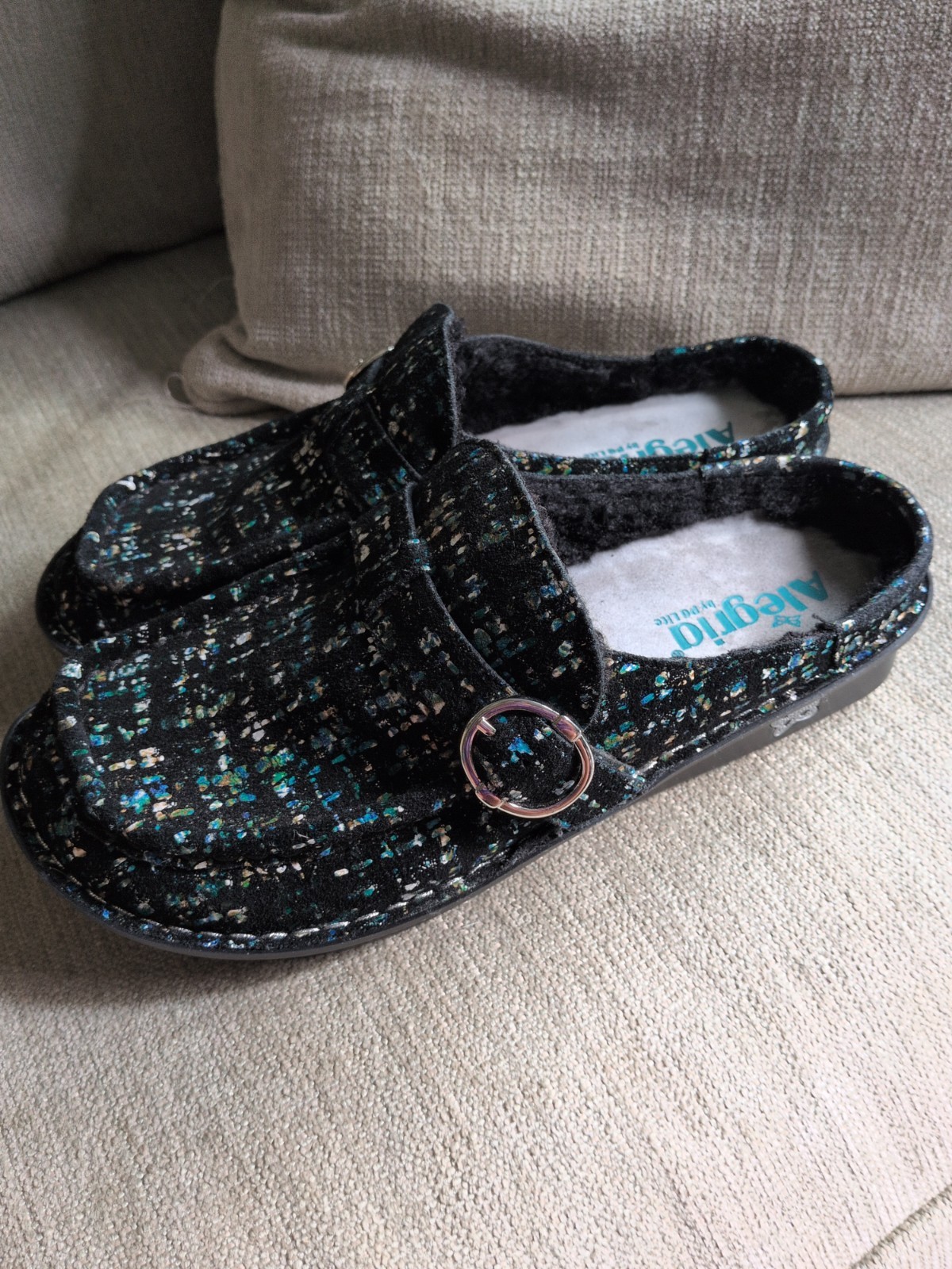 Alegria Brigid Women’s Posh Slip-On Geometric Pattern Mules Size 39 EU