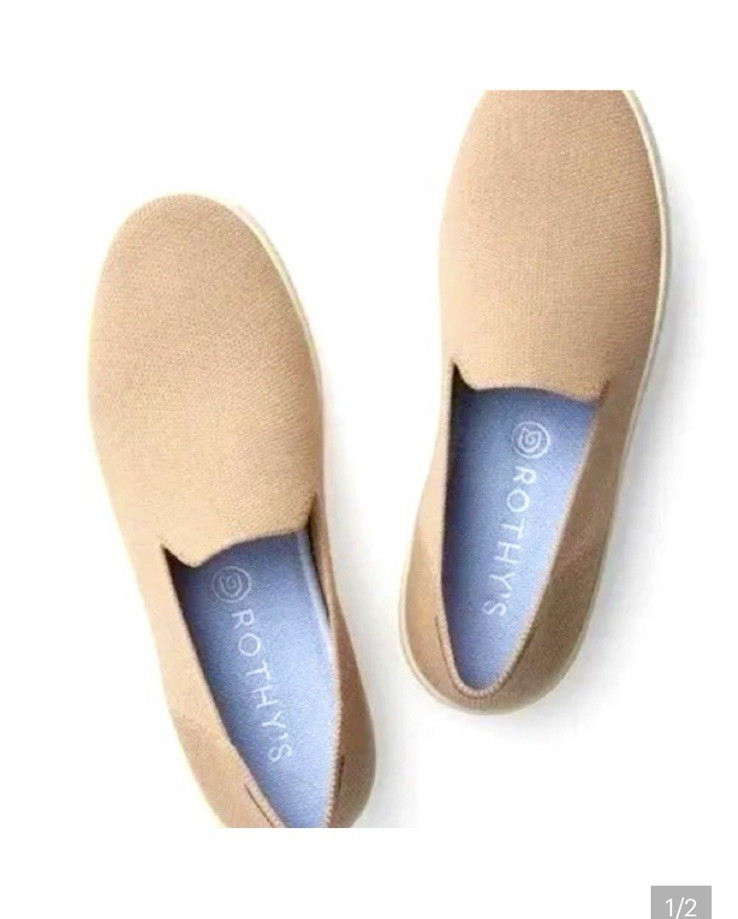 Rothy’s The Original Beige Slip-On Sneakers Merino Wool Women’s US 6.5 Comfort