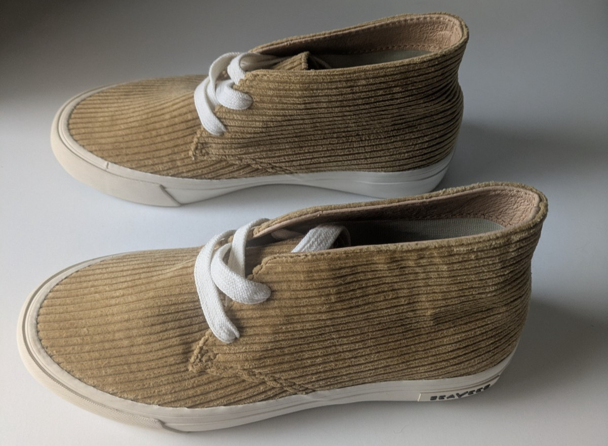 SeaVees Corduroy Maslon Desert Boot Women Size 8 Tan Slip On
