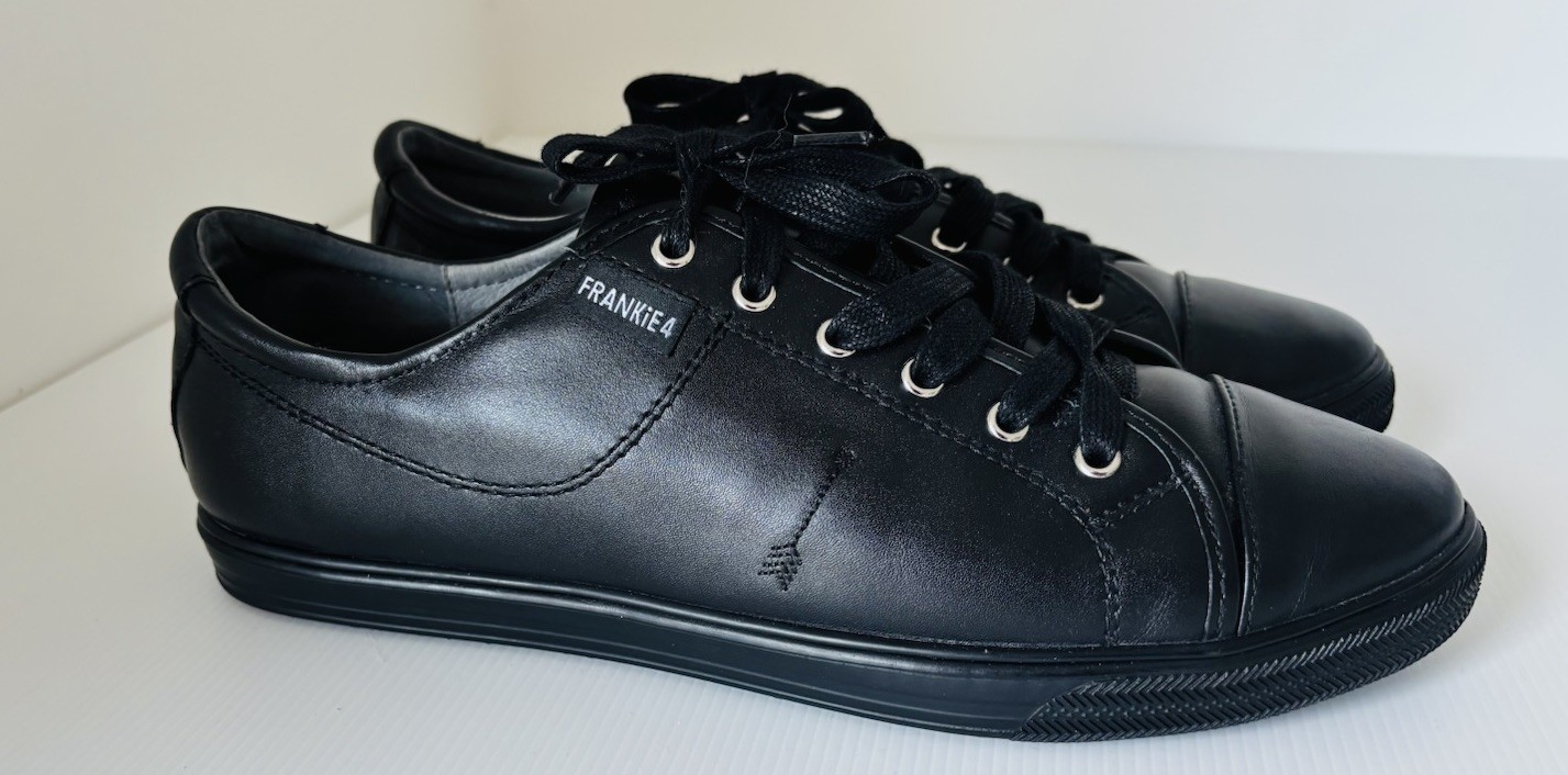 Frankie 4 Black Leather ‘Nat II’ Lace Up Comfort Sneakers Size 11 / 42 Womens
