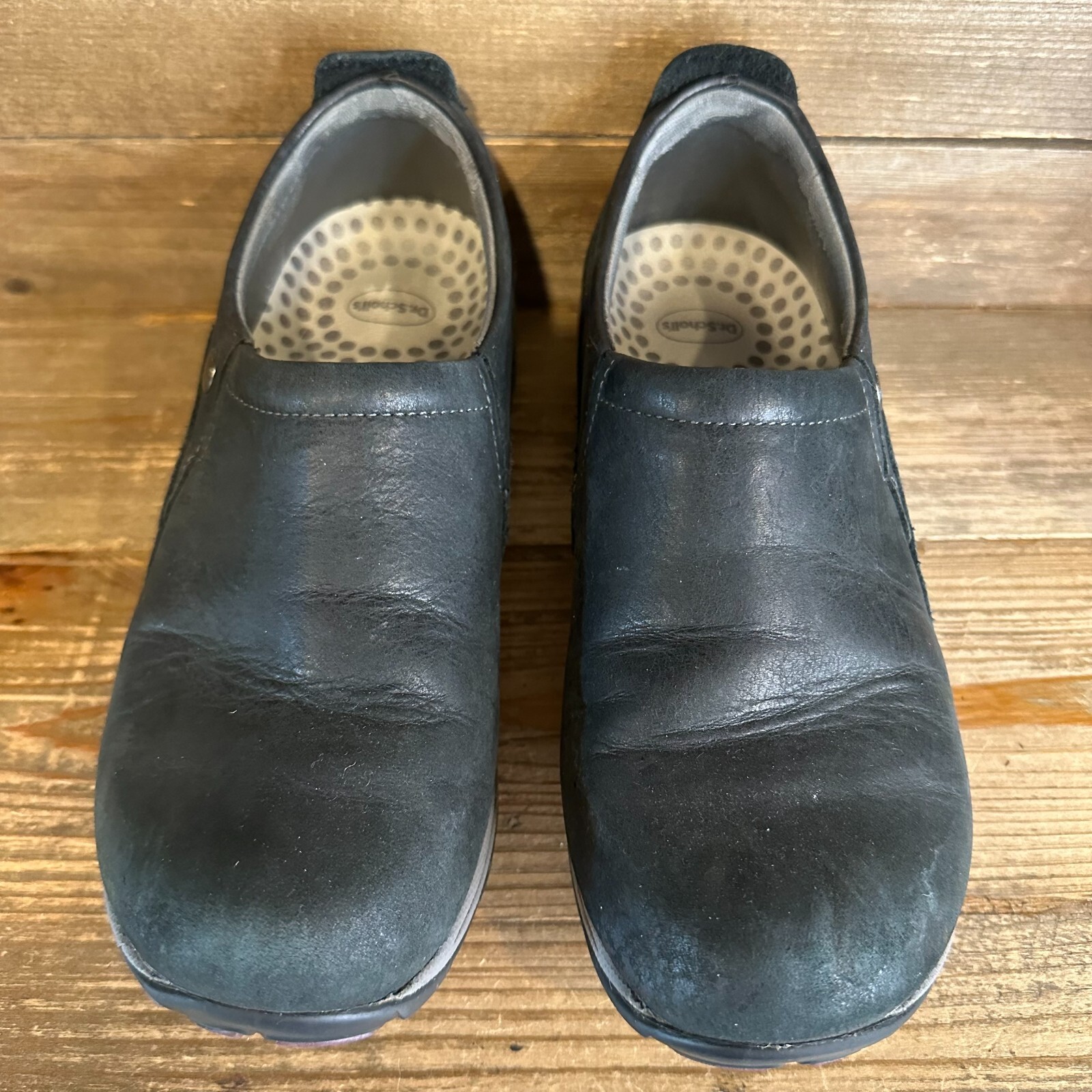 Womens Dansko Patti Black Leather Casual Comfort Vibram Shoes Clogs Size EU 36