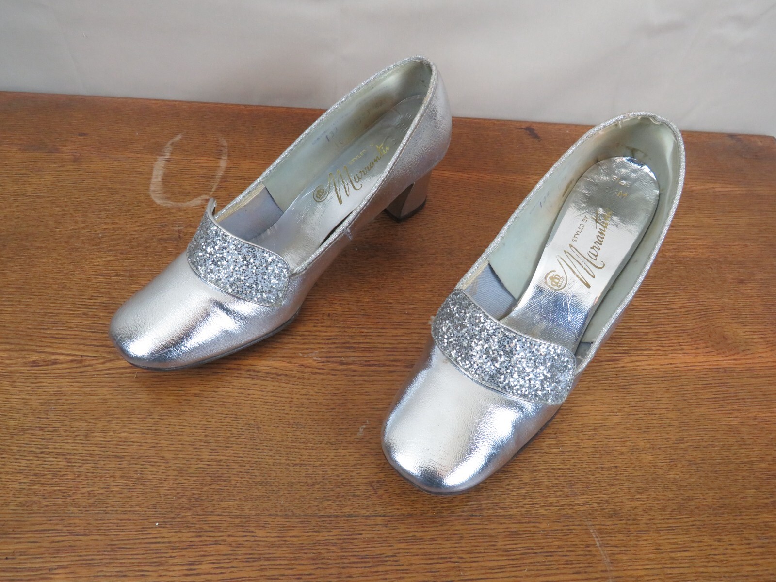 Vintage Marrantine High Heel shoe Silver Cinderella Size 6.5