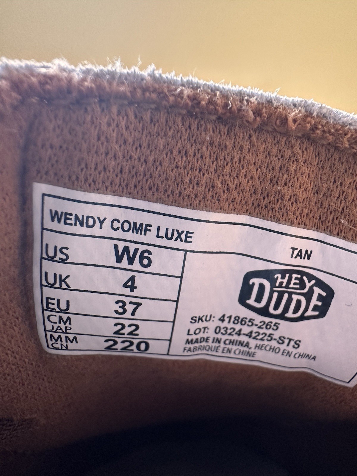 Hey Dude Wendy Comf Luxe Tan Suede Animal Print Slip-On Comfort Shoes W6