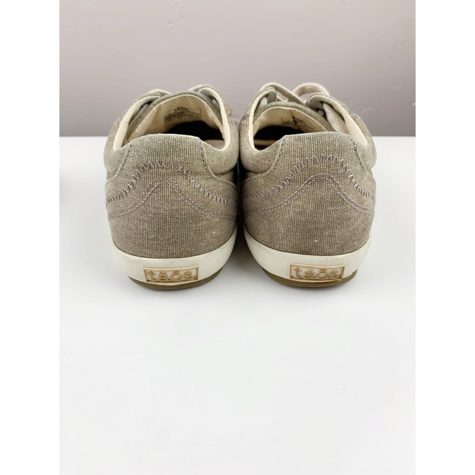 Taos Star Sneakers Women’s 8.5 Casual Khaki Washed Canvas Lace Up Comfort Shoes