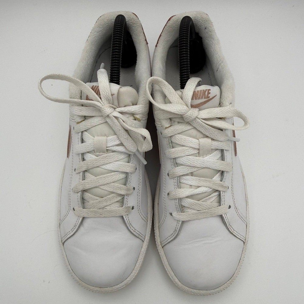 Women’s Nike Court Royale White Bronze Metallic Casual Leather Shoes Size 8.5