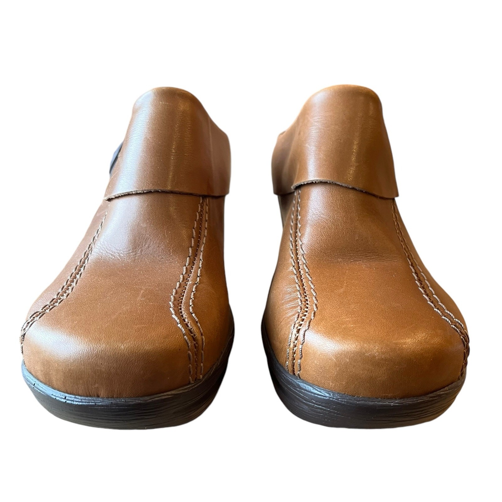Sanita Nikolette Clogs Mules Women’s Size 36 Tan Leather Button Detail Comfort