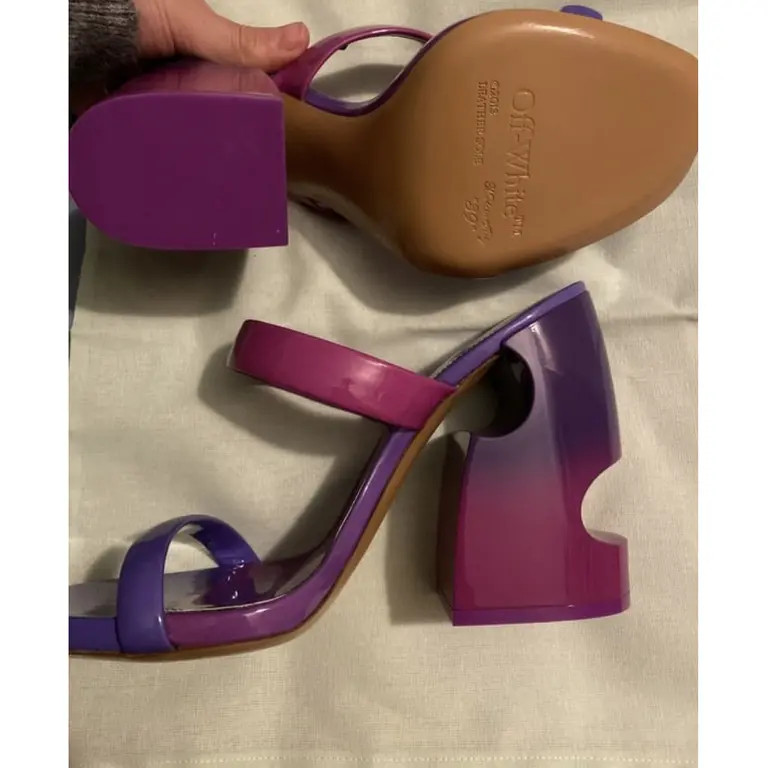 Off-White Shade Meteor Ombré Patent Leather Mules Sandals Pink Purple UK7