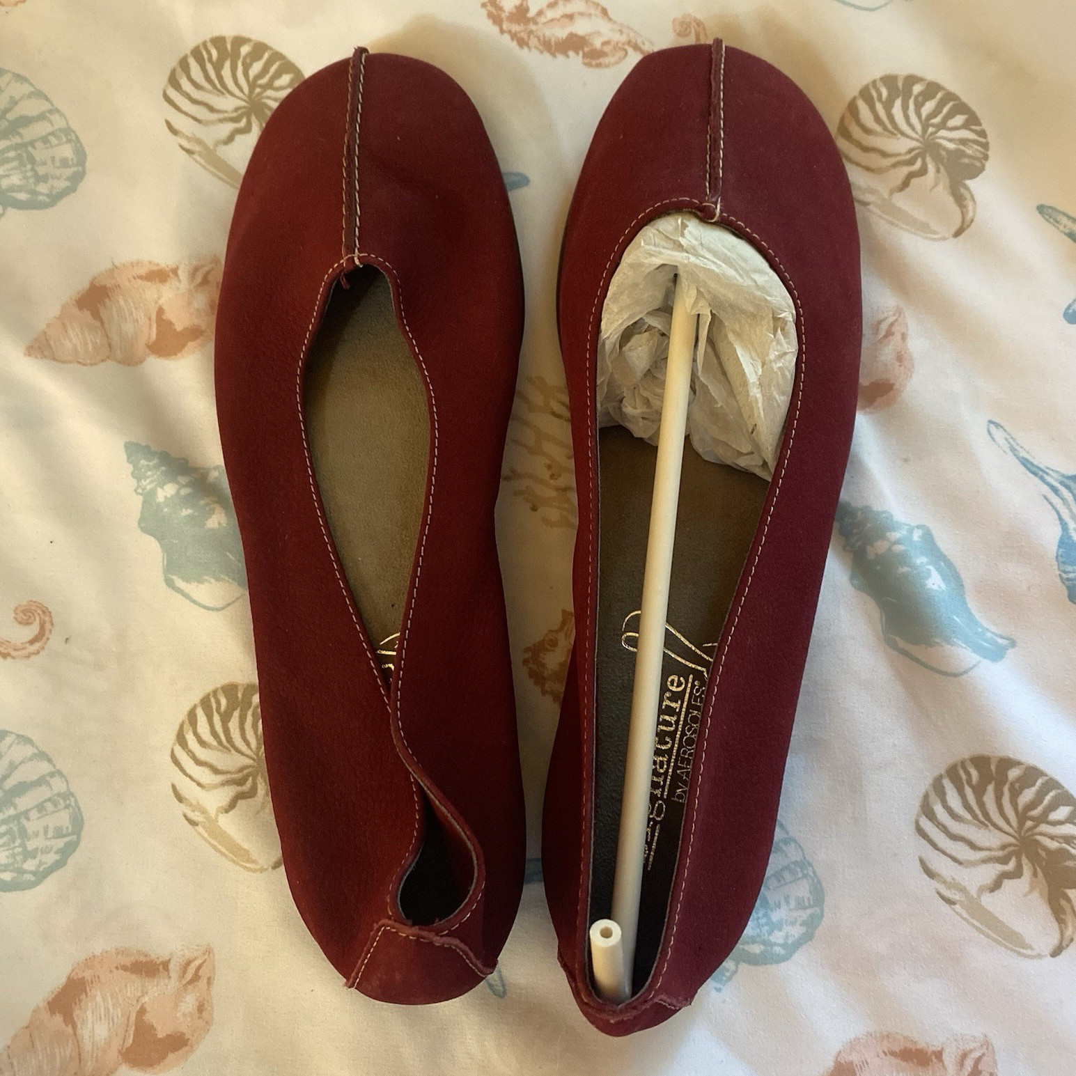 Aerosoles Signature Women’s Red Suede Ballet Flats Slip-On Cushioned 9M