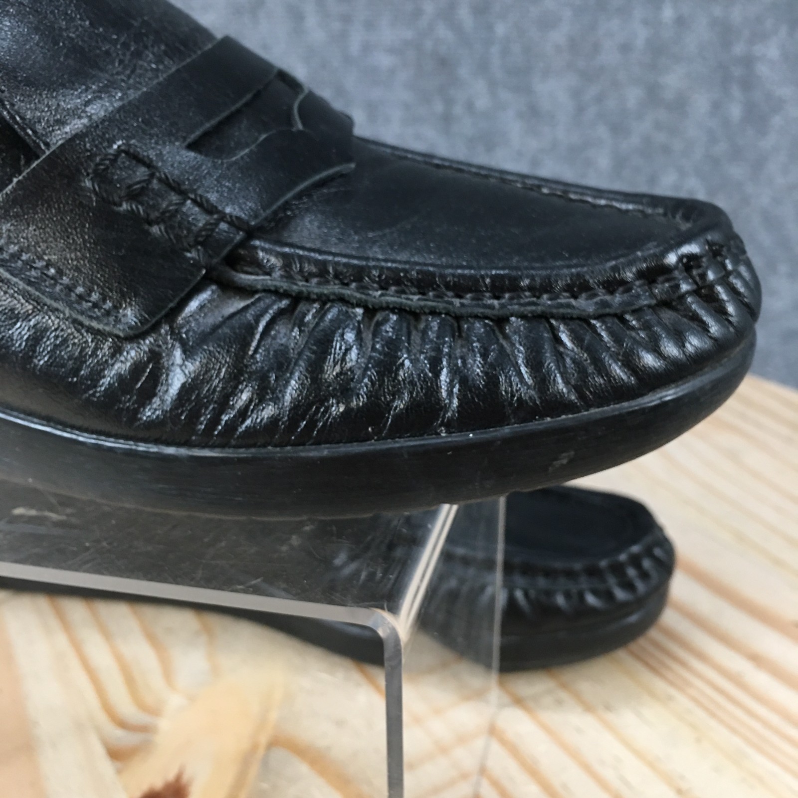 SAS Shoes Womens 9 E Handsewn Casual Slip On Moc Toe Loafers Black Leather