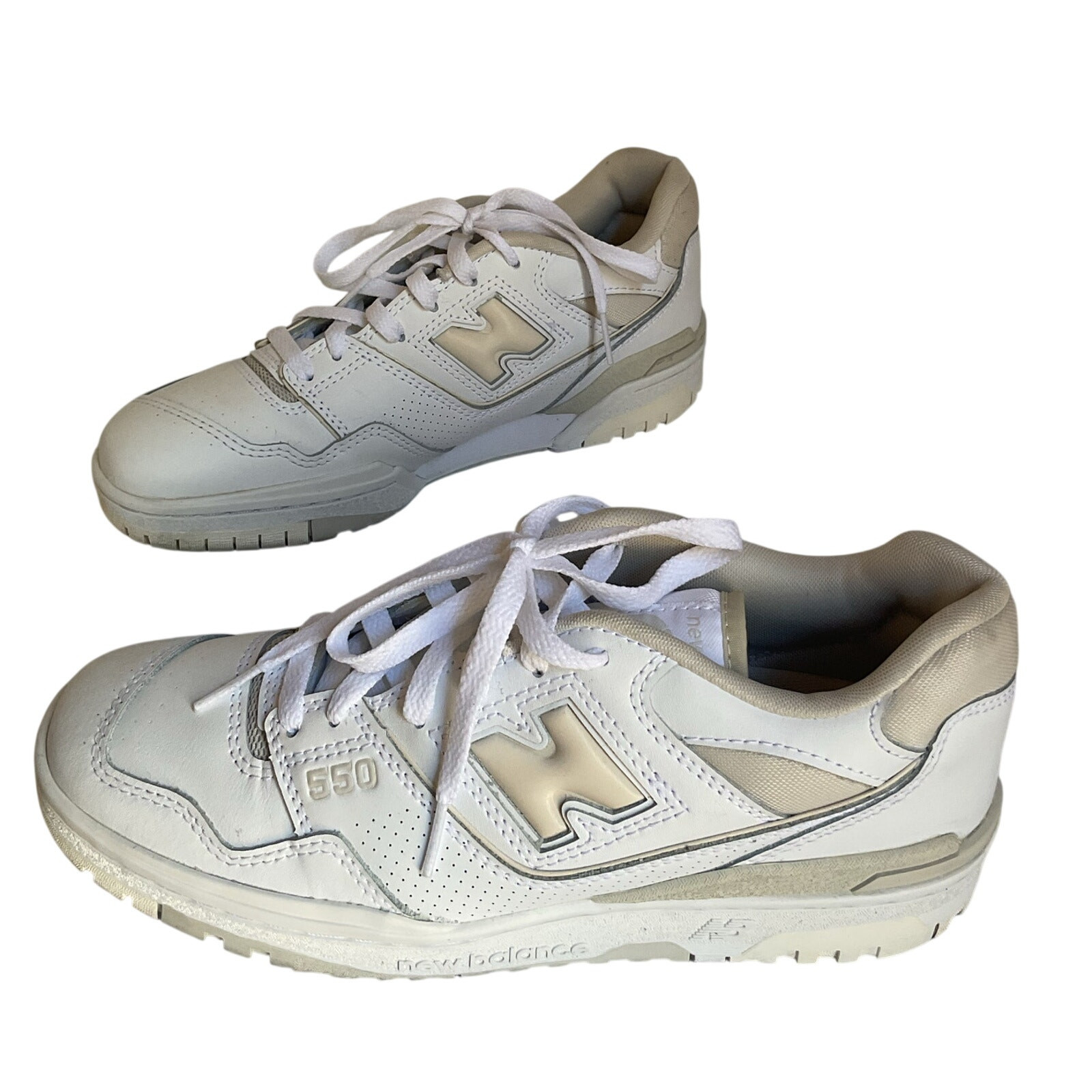 New Balance 550 White Beige Leather Sneakers Women’s 8 EU 39 Retro Classic