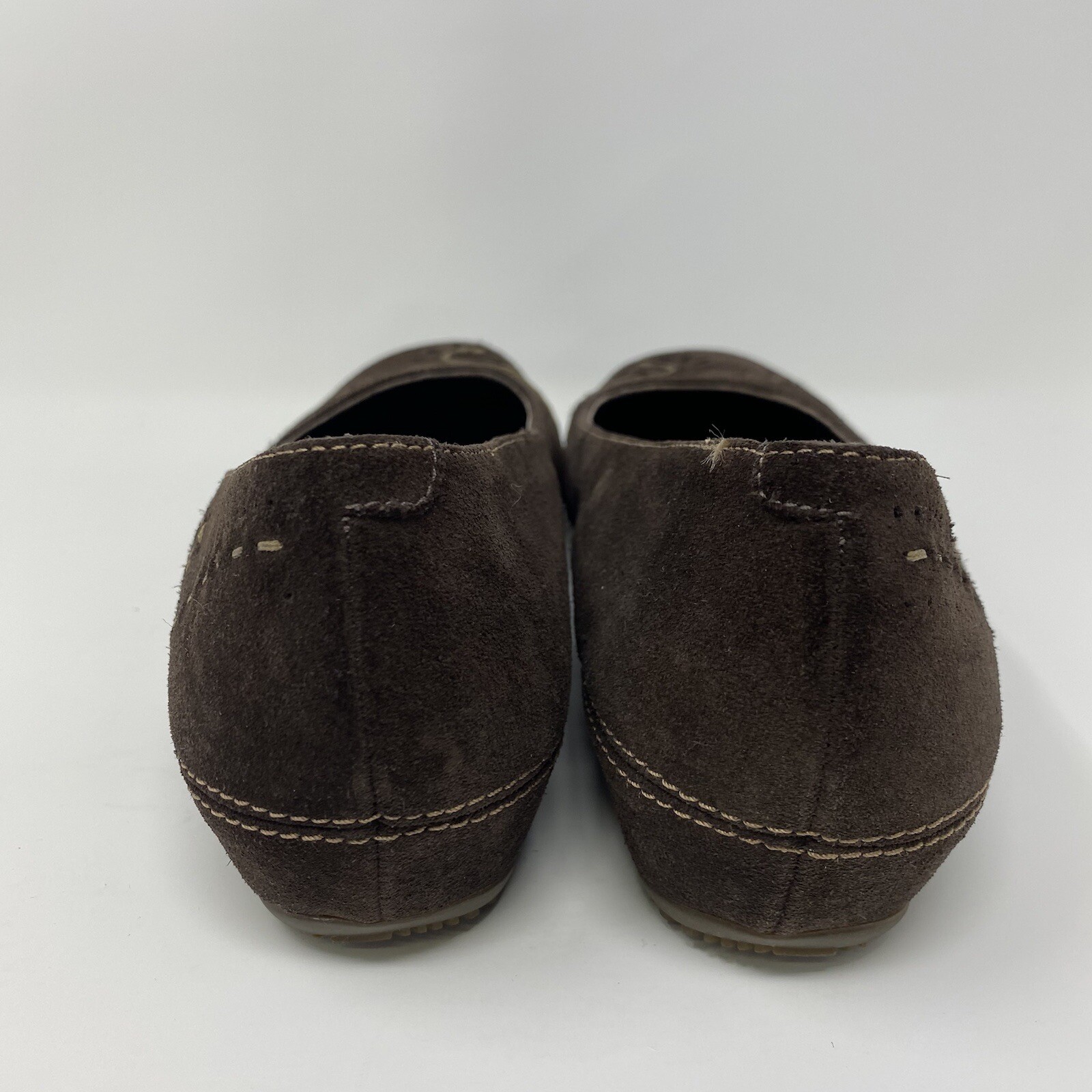 ECCO Brown Suede Stitched Embroidered Comfort Ballet Flats EUR 42